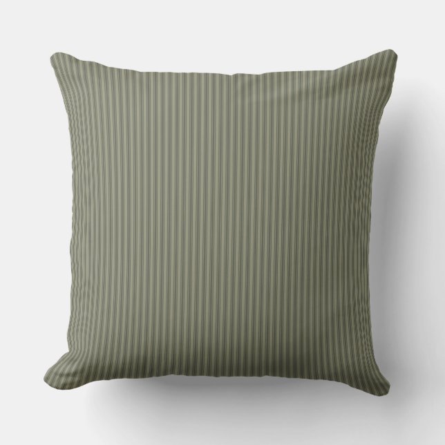 Cojín Decorativo Raya de Ticking Verde Oliva (Anverso)