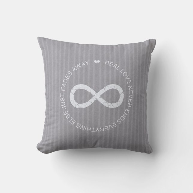 Cojín Decorativo Raya del gris del infinito del amor (Anverso)