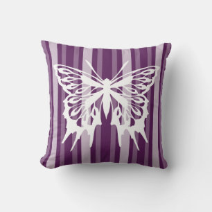 Cojín Decorativo Raya púrpura del Victorian con la mariposa