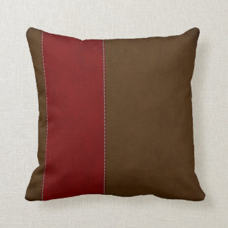 Cojín Decorativo Raya roja en el ante marrón