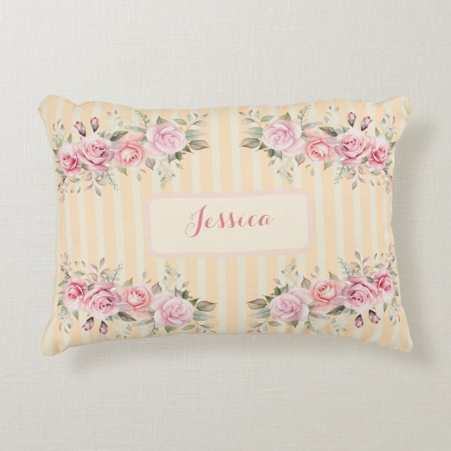 Cojín Decorativo Rayado amarillo suave (Anverso)