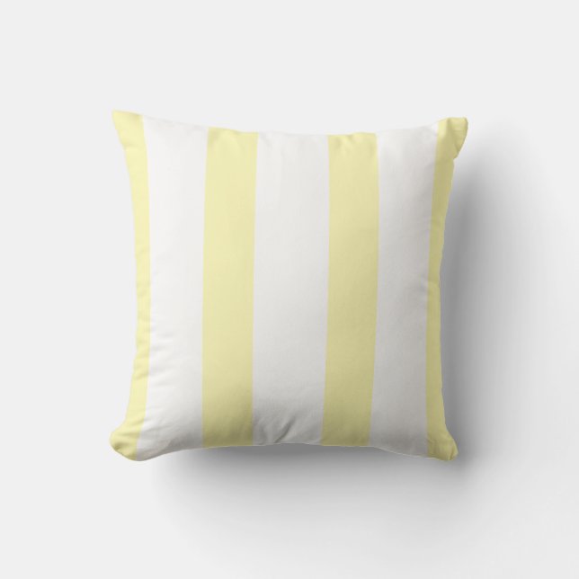 Cojín decorativo rayado amarillo y blanco (Anverso)