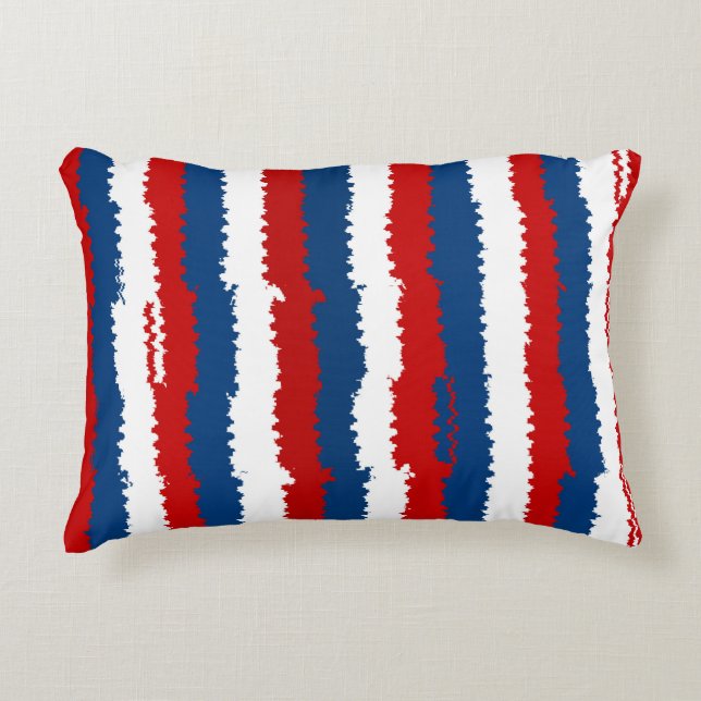Cojín Decorativo Rayado blanco azul rojo (Anverso)