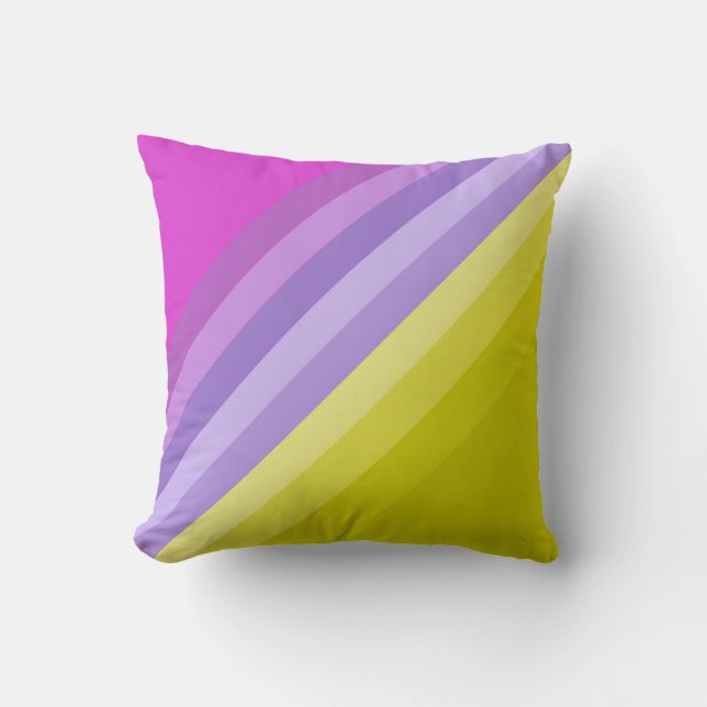 Cojín Decorativo Rayado, brillante, arco iris (Anverso)