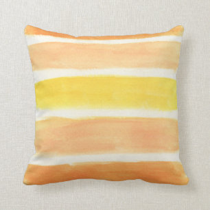Cojín decorativo rayado del naranja y blanco