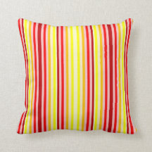 Cojín decorativo rayado vertical rojo y amarillo