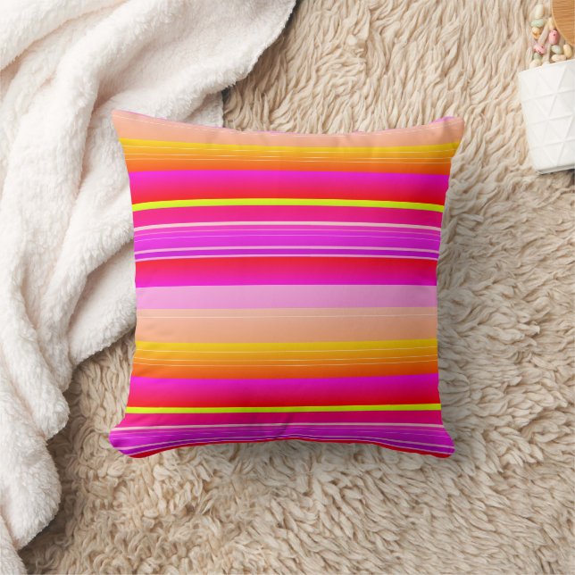 Cojín Decorativo Rayado vibrante amarillo magenta (Manta)