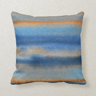 Cojín Decorativo Rayas abstractas anaranjadas azules