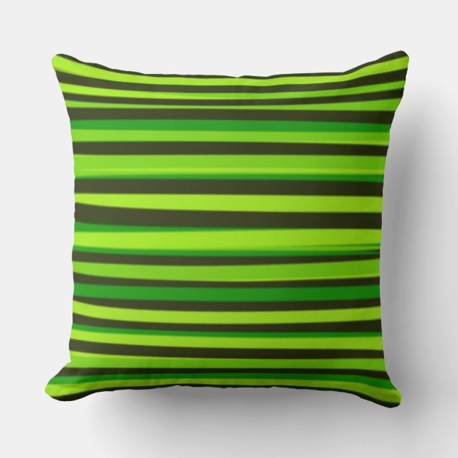 Cojín Decorativo Rayas abstractas de cal verde (Anverso)