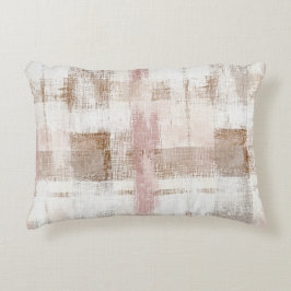 Cojín Decorativo Rayas abstractas de color marrón crema rosa