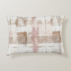 Cojín Decorativo Rayas abstractas de color marrón crema rosa