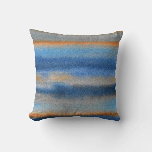 Cojín Decorativo Rayas abstractas de Naranja azul (Anverso)