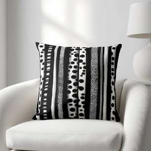 Cojín Decorativo Rayas abstractas en blanco y negro