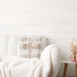 Cojín Decorativo Rayas abstractas marrones crema rosadas