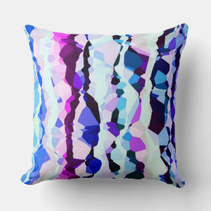 Cojín Decorativo Rayas abstractas púrpura, rosa y azul