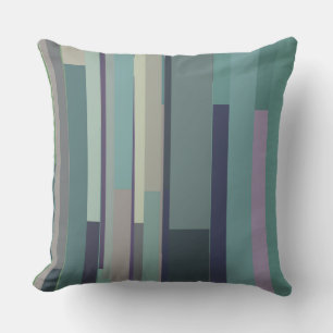 Cojín Decorativo Rayas abstractas púrpura, verde y turquesa