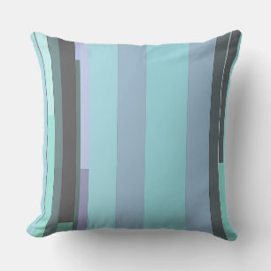 Cojín Decorativo Rayas abstractas púrpura, verde y turquesa