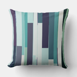 Cojín Decorativo Rayas abstractas púrpura, verde y turquesa