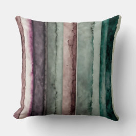 Cojín Decorativo rayas abstractas verde azuladas y violetas