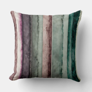 Cojín Decorativo rayas abstractas verde azuladas y violetas