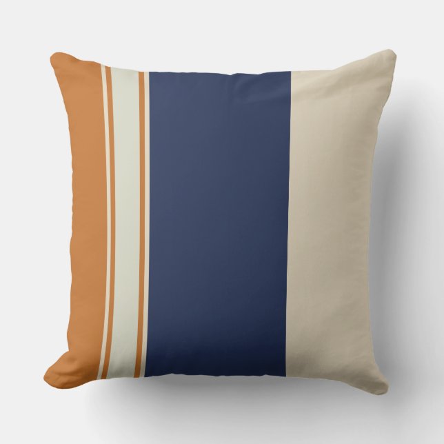 Cojín Decorativo Rayas amarillas azul y perla (Anverso)