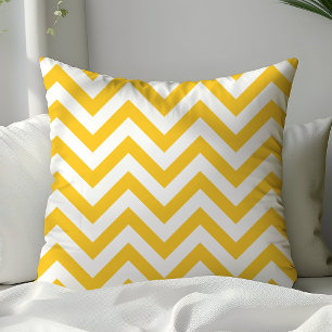 Cojín Decorativo Rayas Amarillas y Blancas Zigzag de Chevron de Mod