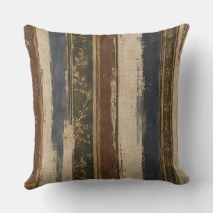 Cojín Decorativo Rayas antiguas Vintage Azul Botánico Rayado