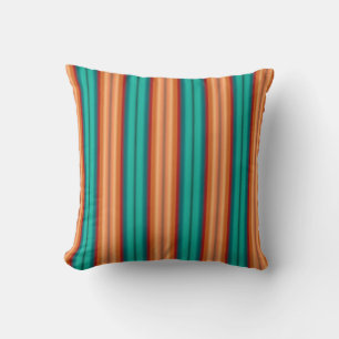 Cojín Decorativo Rayas arcoíris de turquesa rojo naranja del suroes