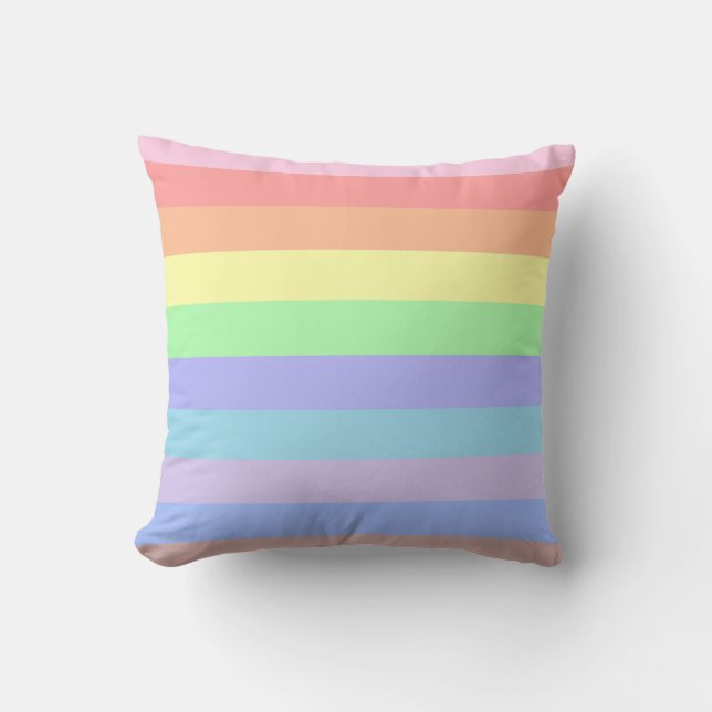 Cojín Decorativo Rayas arcoiris pasteles (Anverso)