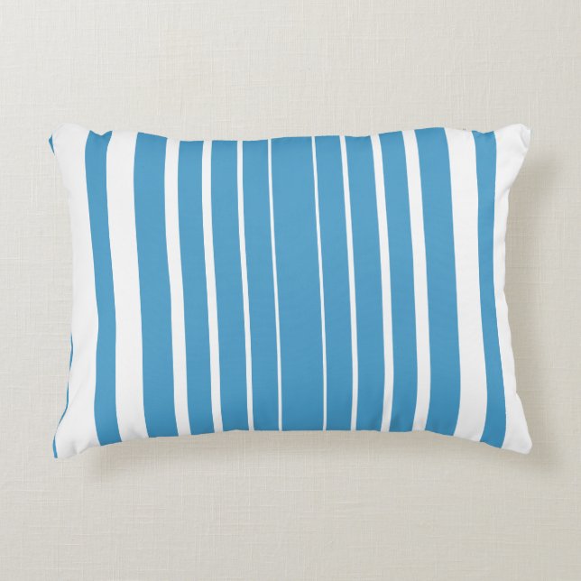 Cojín Decorativo Rayas azul blanco vertical (Anverso)