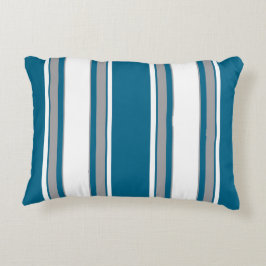 Cojín Decorativo Rayas azul-verde, turquesa, gris y blanco