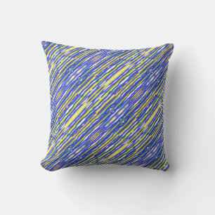 Cojín decorativo - Rayas azules/amarillas