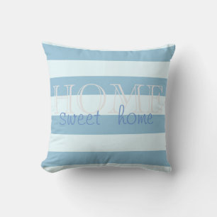 Cojín Decorativo Rayas Azules Claras Modernas, Hogar Dulce Hogar