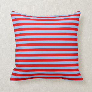 Cojín Decorativo Rayas Azules Claras y Rojas
