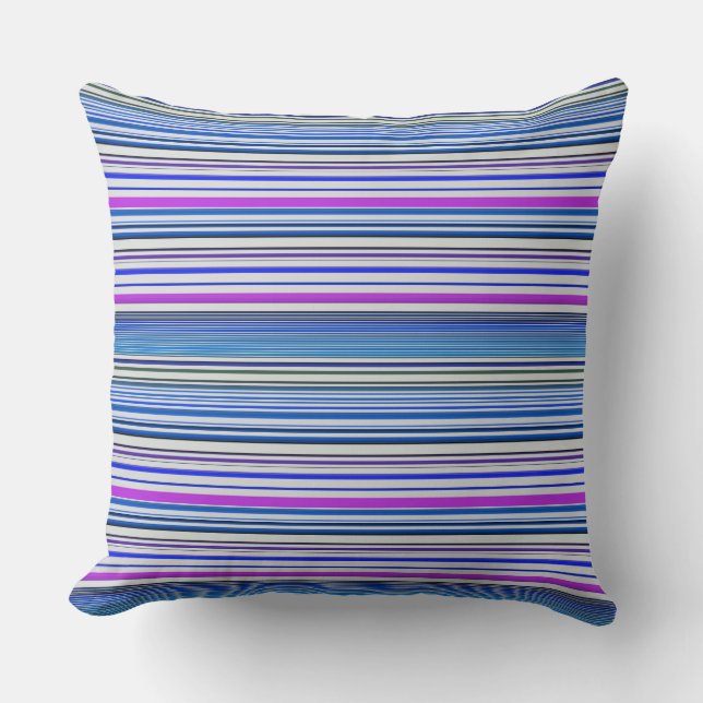 Cojín Decorativo Rayas azules violetas (Anverso)