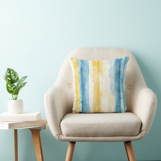 Cojín Decorativo Rayas Azules y Amarillas – Costera Mediterránea