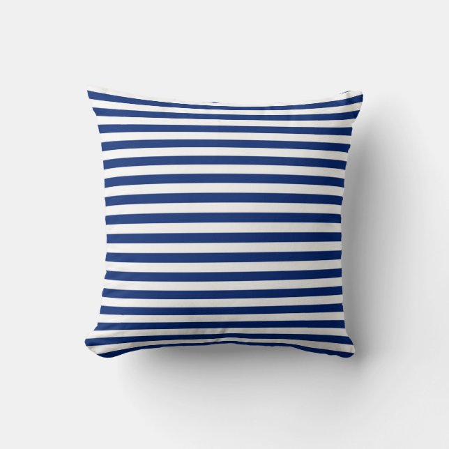 Cojín Decorativo Rayas Azules y Blancas (Anverso)