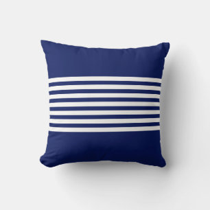 Cojín Decorativo Rayas azules y blancas en azul marino