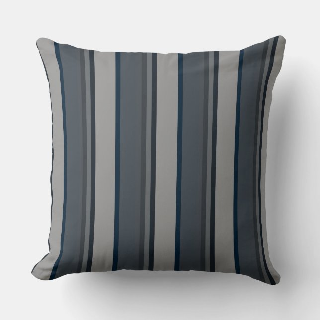 Cojín Decorativo Rayas azules y grises (Anverso)