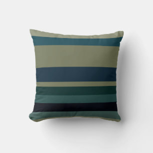 Cojín Decorativo Rayas beige, azul, verde y negro