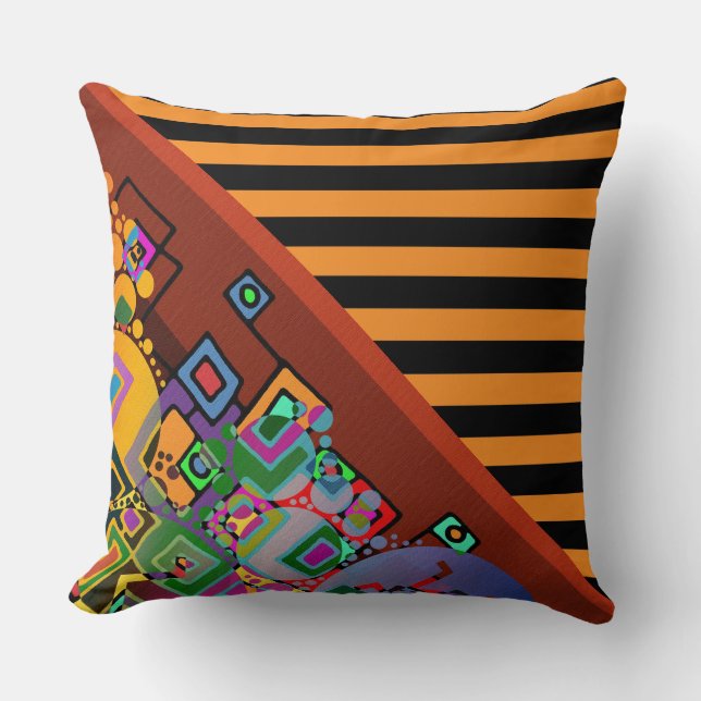 Cojín Decorativo Rayas BG Patrón de escritura negro + arte abstract (Anverso)