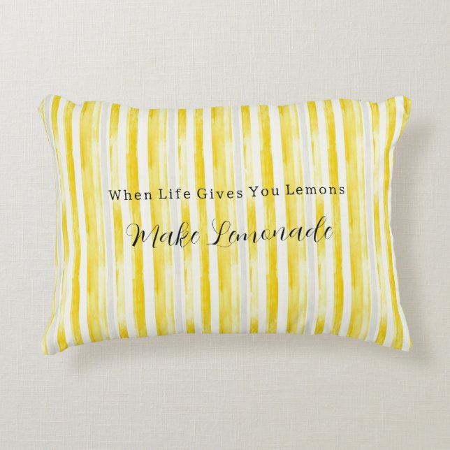 Cojín Decorativo Rayas Blancas Amarillo Limón (Anverso)