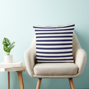 Cojín Decorativo Rayas Blancas Azul Marino
