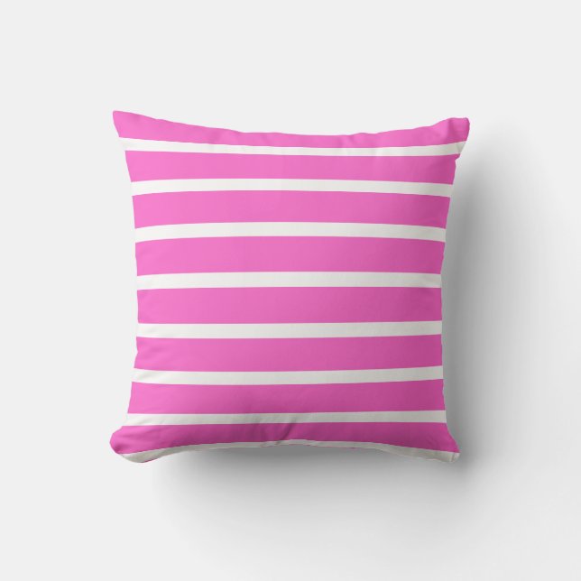 Cojín Decorativo Rayas Blancas  Patrón rosa (Anverso)