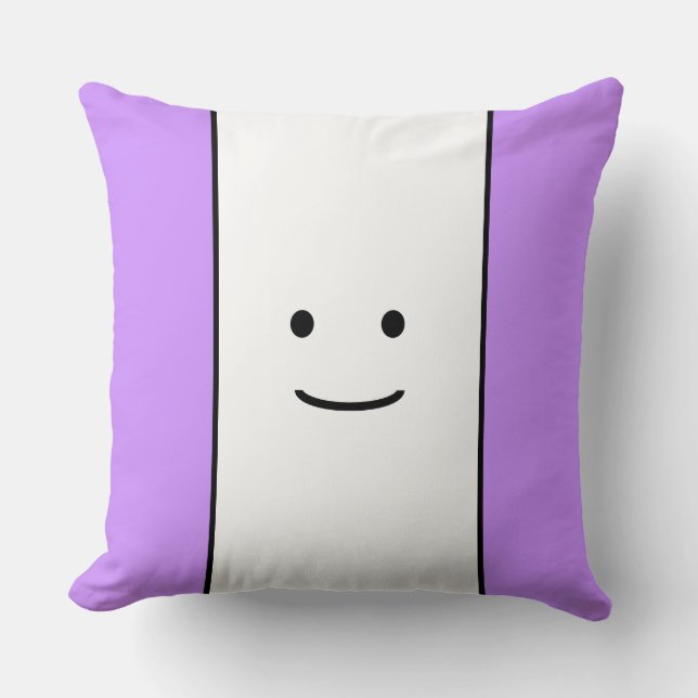 Cojín Decorativo Rayas blancas púrpuras delgadas Cara sonriente (Anverso)