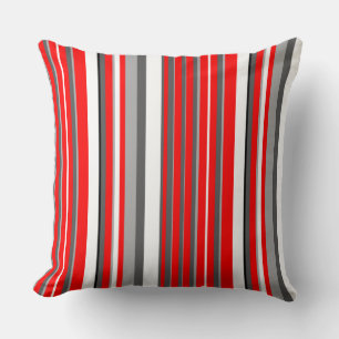 Cojín Decorativo Rayas blancas rojas y grises