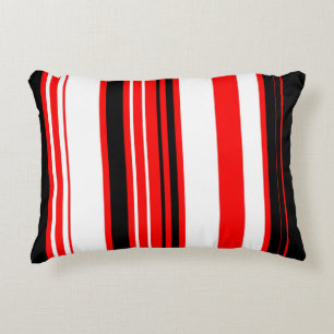 Cojín Decorativo Rayas blancas rojas y negras