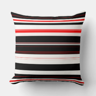 Cojín Decorativo Rayas blancas rojas y negras