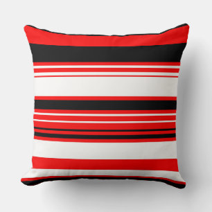Cojín Decorativo Rayas blancas rojas y negras