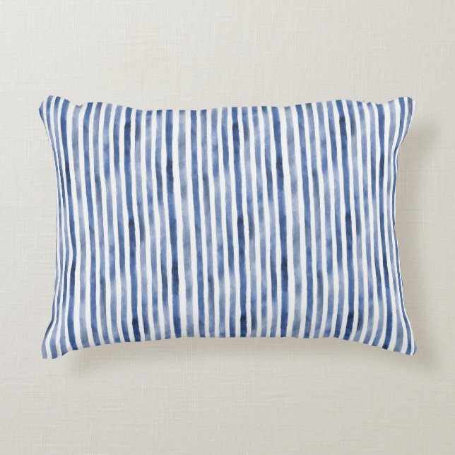 Cojín Decorativo Rayas Blancas y Azules Cumpleaños  (Anverso)